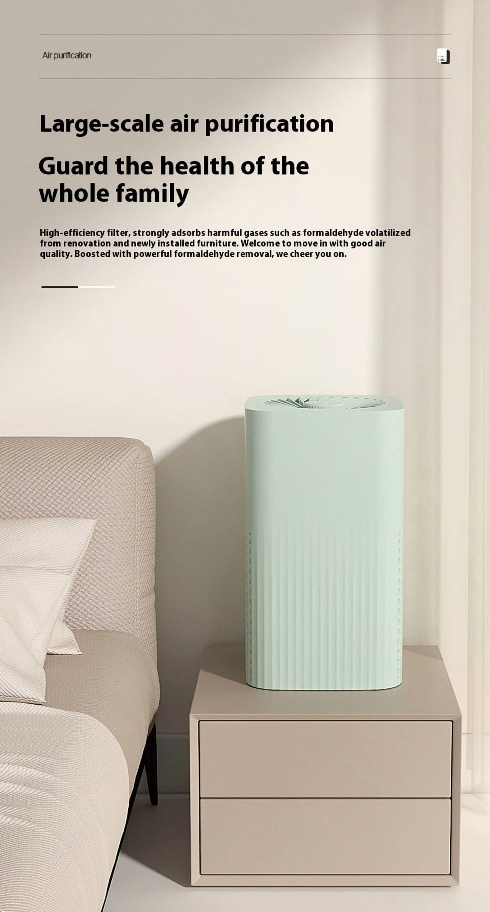 Air Purifiers Solar Powered Cleaner for Pollen Smoke Dusts Pets Dander Bedroom Car Dog House Chicken Office Living Room Kitchen (green)