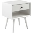 thumbnail image 1 of Mid Century Modern 1-Drawer Bedroom Nightstand in White, 1 of 14