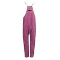 thumbnail image 5 of QIJUNTUO Casual Sleeveless Jumpsuits V Neck Spaghetti Strap Overalls Long Pants Romper With Two Pockets Straight Leg Pants for Women Hot Pink, 5 of 5