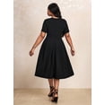 thumbnail image 2 of Black Plus Size Fit & Flare Dress For Triangle Shape Women Office Party Elegant Midi Dress, 2 of 8
