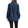 thumbnail image 3 of INSPIRE CHIC Collar Denim Jacket for Women's Button Down Long Sleeve Oversized Jean Jackets M Blue, 3 of 6