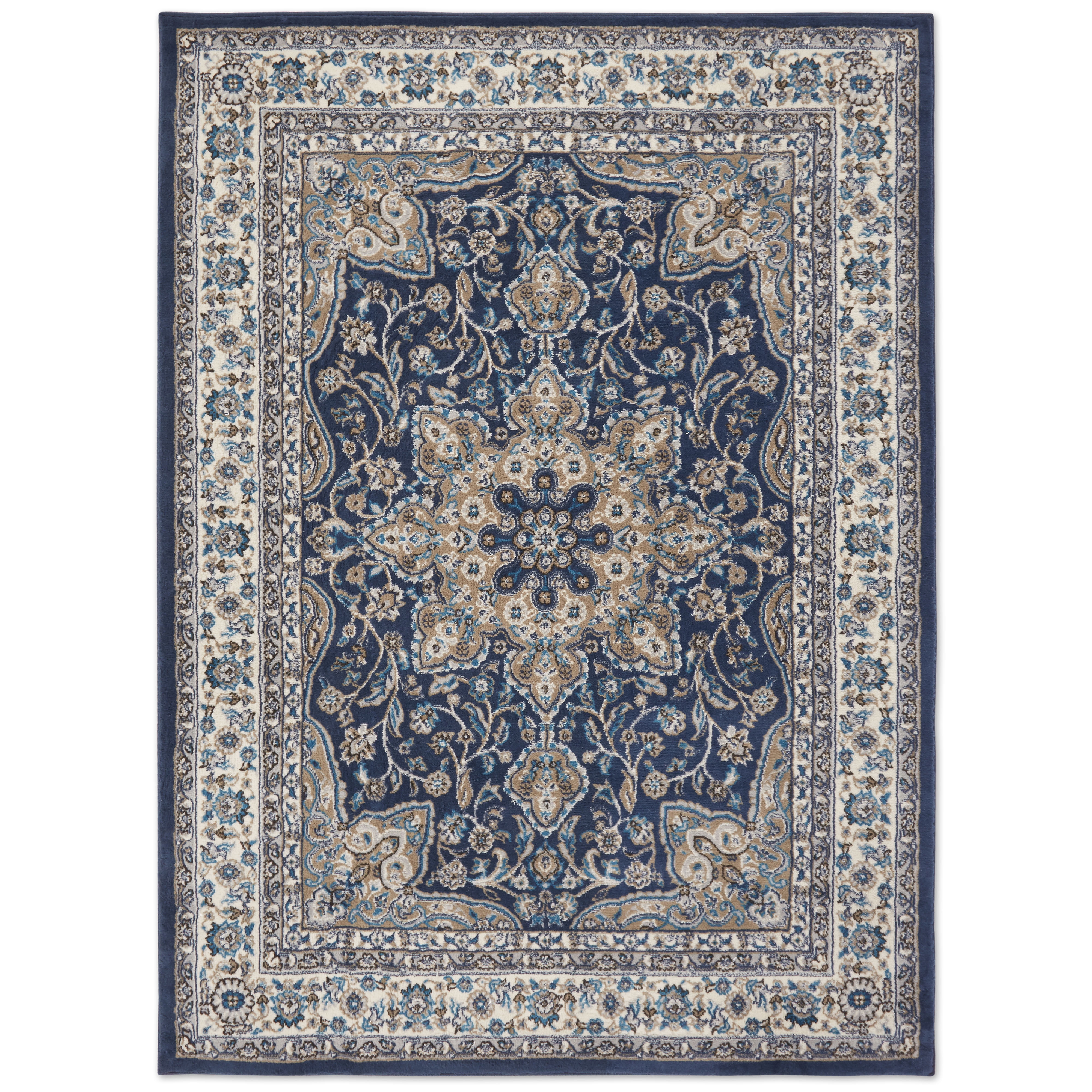 Home Dynamix Tremont Magnolia Traditional Medallion Area Rug, Navy  Blue/Ivory, 5'3