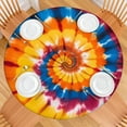 thumbnail image 2 of Colorful Rainbow Tie Dye Spiral Pattern Round Fitted Tablecloth with Elastic Edge,Dining Table Cover Waterproof,Outdoor Round Tablecloth for Camping,Dining,Indoor and Outdoor, 2 of 7