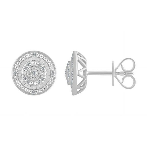 Beyond Brilliance 1/10 Ct Round Multi-Halo Diamond Stud Earrings in Sterling Silver Gifts for Her