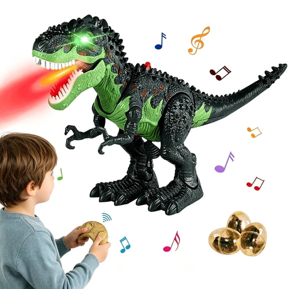 Lvelia Remote Control Dinosaur Toys for Kids, Electronic RC Robot Dinosaur with LED Light & Flame Spaying & Roar,Realistic Walking Toys Birthday Gifts for Boys Girls 3 Years