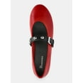 thumbnail image 4 of No Boundaries Women's Faux Leather Mary Jane Flats with Studs, 4 of 5