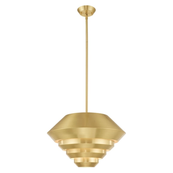 40402-12 Livex Lighting Amsterdam - 1 Light Mini Pendant in Mid Century Modern Style - 18 Inches wide by 20.5 Inches high-Satin Brass Finish
