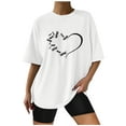 thumbnail image 2 of DailyTrove Women's Heart Graphic Oversize T-Shirt - Short Sleeve Casual Tee, Cozy for Lounge & Outings, 2 of 4