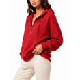 thumbnail image 2 of Women's Hoodies Fall Fashion Outfits Workout Sweatshirts Y2k Winter Zip Up Jackets Oversized Tops Red S, 2 of 7