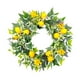 thumbnail image 3 of Corona de para puerta de entrada, corona de verano y primavera, decorativa con amarillo artificial de 45 cm para valla, patio, ventana,, 3 of 9
