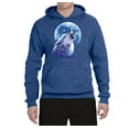thumbnail image 2 of Wolf Howling at the Moon | Mens Animal Lover Hooded Sweatshirt Graphic Hoodie, Vintage Heather Blue, Large, 2 of 3