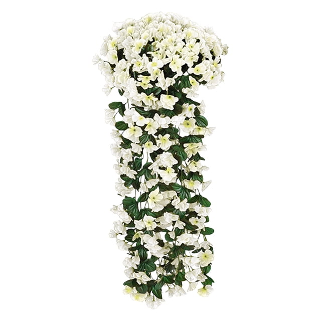 Flores artificiales violetas, glicinias, cesta colgante, orquídeas artificiales de seda, flores colgantes para decoración del hogar, decoración de bodas en interiores y exteriores, enredaderas