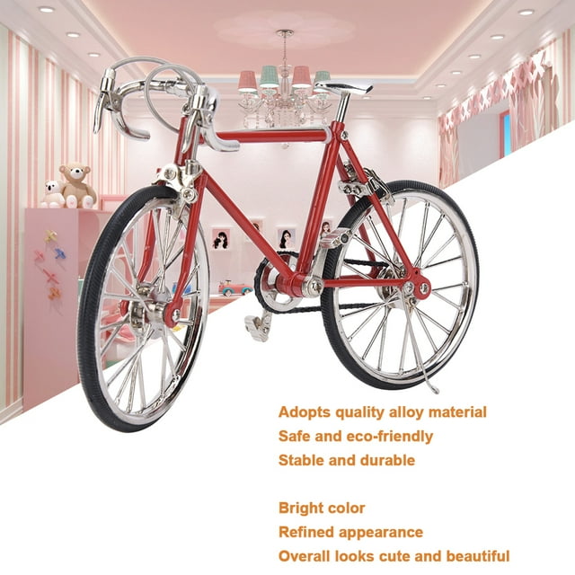 Mini Bicycle Finger Bike Model Toys,1:10 Scale Alloy Retro Road Bike Vehicles Decoration Crafts For Simulated Life Scene Collection
