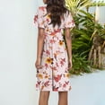 thumbnail image 4 of WTOBBY Women's Summer Casual Fashion Floral Print Dresses V-Neck Short Sleeve Design, Fresh and Stylish for Warm Weather Outings,Pink M, 4 of 4