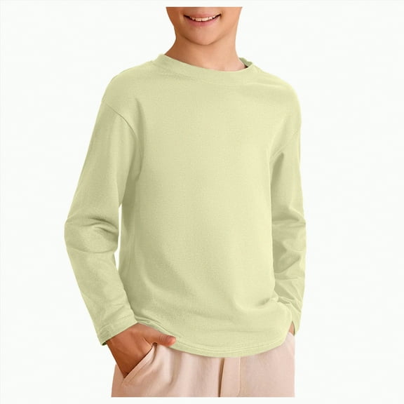 Caqnni Little Girls Boys Blouse Casual Tunic Tops Button Long Sleeve Casual Loose Solid T-Shirt Tee Teen Little Girls Boys Fall Winter Sweatshirts Long sleeved T-shirt for 7-8 Years