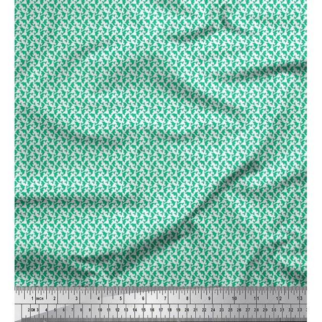 Soimoi Polyester Crepe Fabric Dolphin Small Print Fabric by Yard 52 Inch Wide