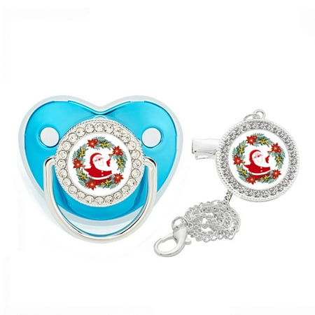 

TMOYZQ Baby Toys Toddler Toys Christmas Baby Pacifier Cartoon Initial Clip Silicone Infant Nipple Bling Newborn Pacifier Christmas Gifts
