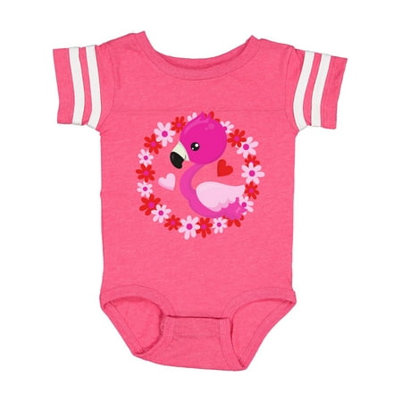 

Inktastic Cute Flamingo Floral Wreath Hearts - Pink Red Gift Baby Girl Bodysuit