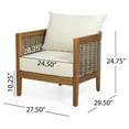 thumbnail image 4 of GDF Studio 3-Piece Acacia Wood Chat Set with Round Side Table & 2 Cushioned Club Chairs, Brown+Beige, 4 of 14