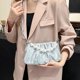 thumbnail image 5 of Bolso de hombro de PU sólido con cremallera para mujer joven, novedad de verano 2024, bolso cruzado portátil con volantes y cuentas de terciopelo de alta calidad., 5 of 5