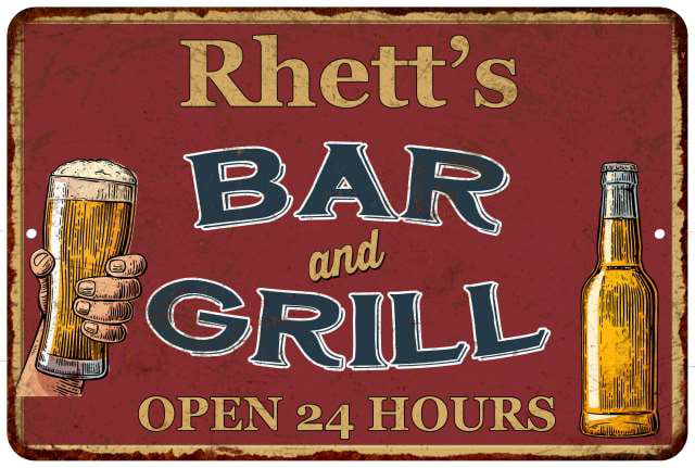 Rhett's Red Bar and Grill Rustic Sign Decor 8x12 108120045329 - Walmart.com