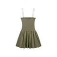 thumbnail image 4 of TRZA-Women's Patchwork Ribbed Poplin Puff Mini Dress, Straight Neck, Thin Straps, Female Dresses, Sexy Fashion, 4 of 10