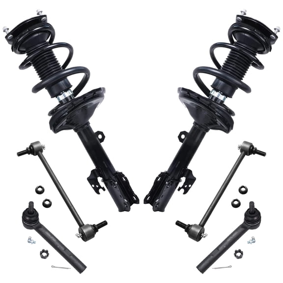 Detroit Axle - 6pc Front Struts Kit for 04-07 Toyota Highlander Lexus RX330, 07-09 RX350, 06-08 RX400h, 2 Struts & Coil Spring 2 Stabilizer Sway Bars 2 Outer Tie Rods Replacement Suspension Shocks