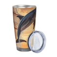 thumbnail image 2 of Fotbe Sailing Dancing Dolphin Pattern 20 oz Tumbler Stainless Steel Vacuum Insulated Coffee Ice Cup Double Wall Travel Flask Leak-proof Coffee Cup-Straw Three-piece Set, 2 of 8