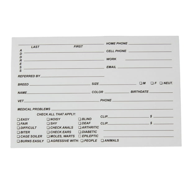 Kennel Cards 4" x 6" Perfect for Grooming Salons, Animal Shelters