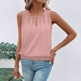 thumbnail image 5 of DAFPZW Women's Summer Tank Tops Loose Fit Pleated Scoop Neck Shirts Casual Sleeveless Keyhole Front Banded Bottom T Shirts, 5 of 9