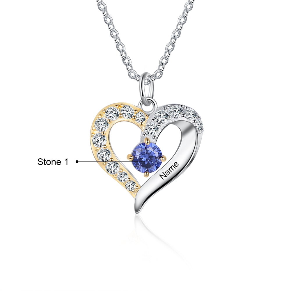 Mementos Personalized Mother's Family Birthstone and Names Necklace