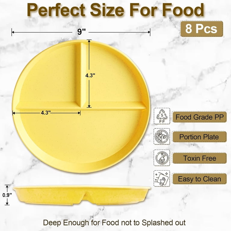 QKURT 8-Pack 9-Inch Divided Dinner Plates photo 4