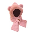 thumbnail image 2 of yuksok Hooded Scarf Ear Protection Winter Hat Scarf Set for Riding Outdoor Sports Pink, 2 of 9