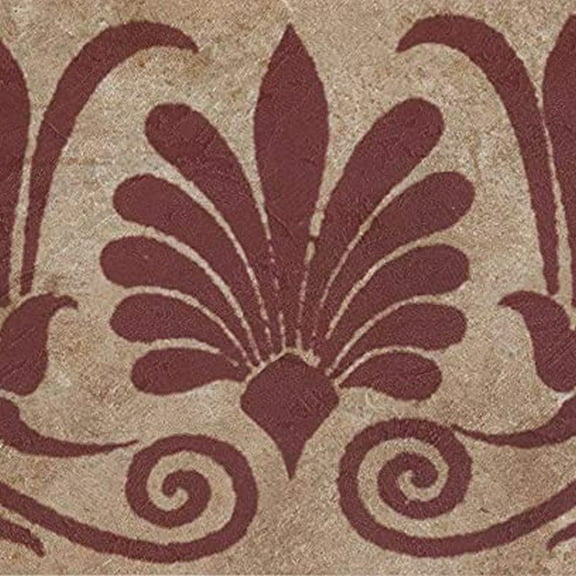 Concord Wallcoverings Aesthetic Wallpaper Border Featuring Burgundy Pattern on a Beige Background, Size 5.25 Inches by 15 Feet SS75494