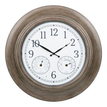 La Crosse Clock 21 inch Indoor/Outdoor Leaf Lighted Dial Quartz Analog Wall Clock with Temp & Humidity, 435-3256