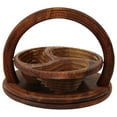 thumbnail image 1 of Natural Geo Handcarved Wooden Decorative Collapsible Nuts Basket, 1 of 3