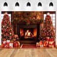 thumbnail image 1 of Fondo de fotografía de chimenea de Navidad, corona de regalo de árbol de Navidad, Fondo de pared de ladrillo blanco, Festival familiar, fiesta, estudio fotográfico, 1 of 4