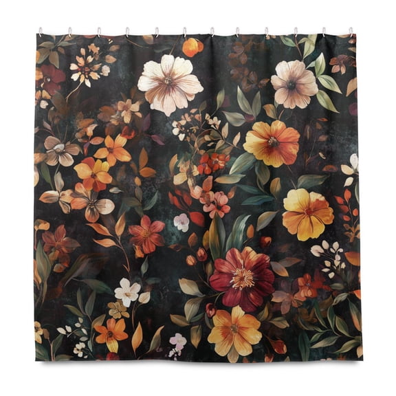 Yayeee Shower Curtain with Hooks 72"x72" Waterproof Fabric Bathroom Hanging Decor, Colorful Flower