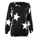 thumbnail image 5 of Camiseta de manga larga informal suelta con estampado de estrella de cinco puntas y cuello en V para mujer Pompotops gfhjh5635, 5 of 5
