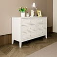 thumbnail image 2 of HestiNysus White Contemporary Roman Style Collection, Solid Wood 6 Drawer Chest, Large Dresser Chest, Painted Finish., 2 of 5
