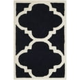 thumbnail image 3 of SAFAVIEH Cambridge Justine Geometric Quatrefoil Wool Runner Rug, Black/Ivory, 2'6" x 12', 3 of 11