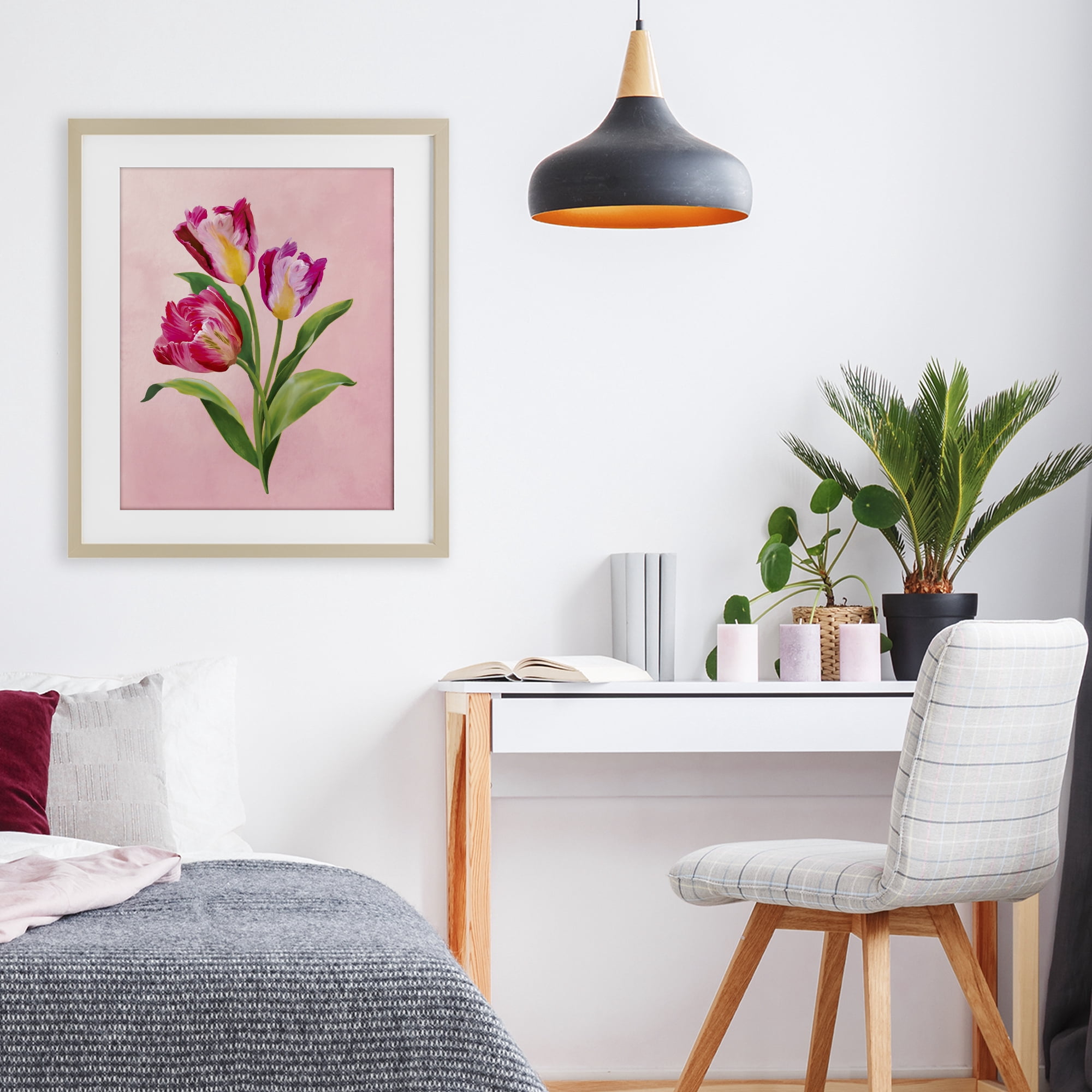Stupell Industries Vibrant Magenta Tulips Birch Framed Print Under Glass, design by Diane Neukirch