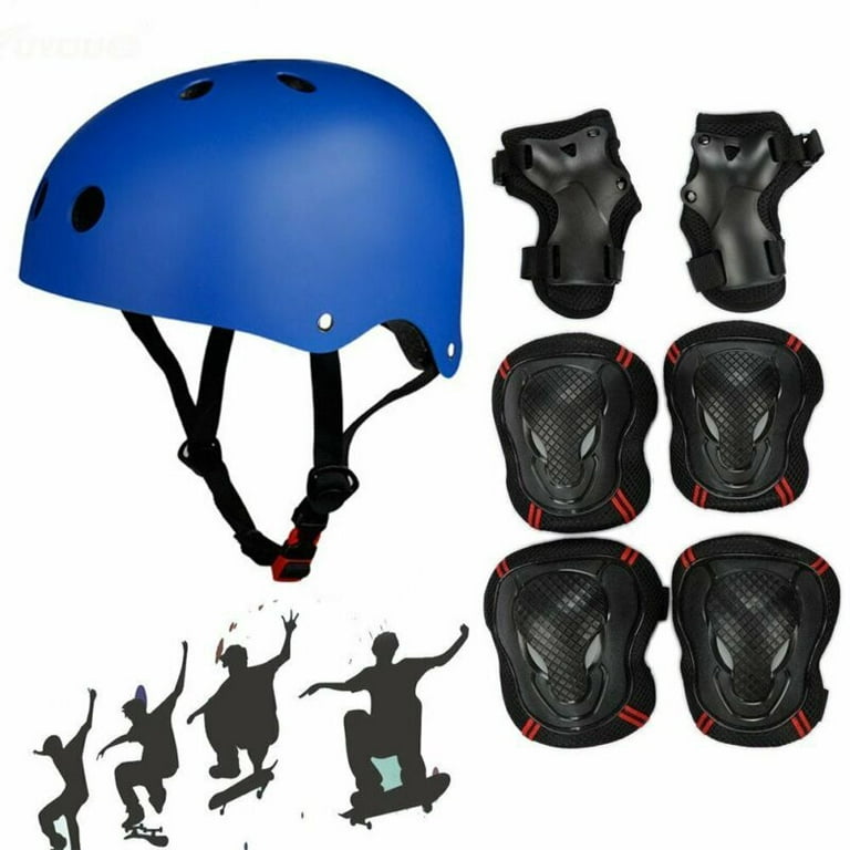 7Pcs Set Helmet Knee Elbow Adult Teens Kid Skateboard Safety
