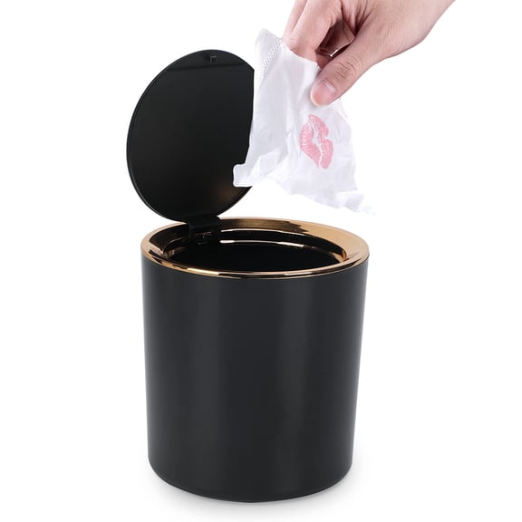 Table Trash Can with Lid, Mini Table Trash Can 2.6L Small Waste Paper Bin for Desk Bathroom Changing Table Kitchen