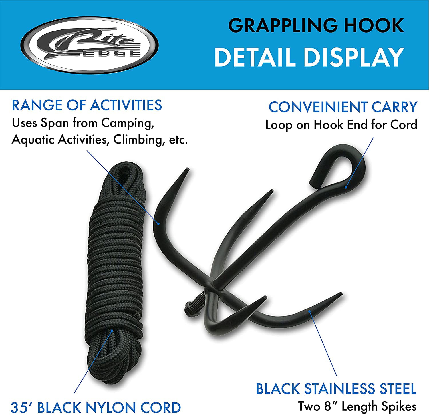 Grappling Anchor Hook with Nylon Ninja Rope Cadet Bushcraft 