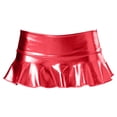 thumbnail image 4 of Women's Layered Metallic Mini Skirts Low Waist Nightclub Dressing Skirts Solid Lightweight Comfy Performance Shiny Dance Clubwear Short Skirt, 4 of 6