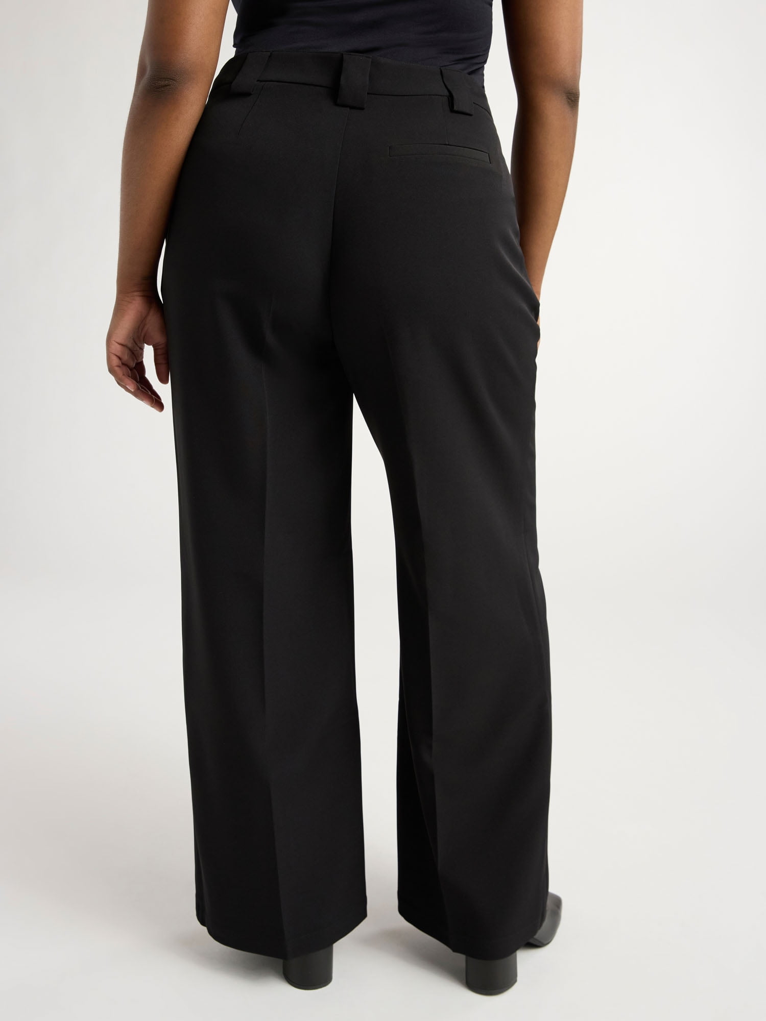 Scoop Women’s and Women's Plus Crepe Wide Leg Trousers, 32", 32.5", and 34" Inseams, Sizes 0-28