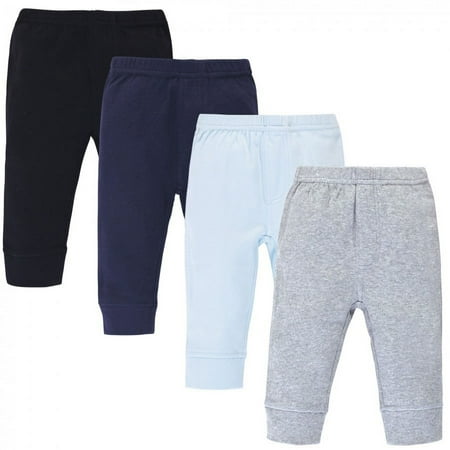 UPC: 0660168650648 | Touched by Nature Baby and Toddler Boy Organic Cotton Pants 4pk  Navy Gray Solid  3-6 Months