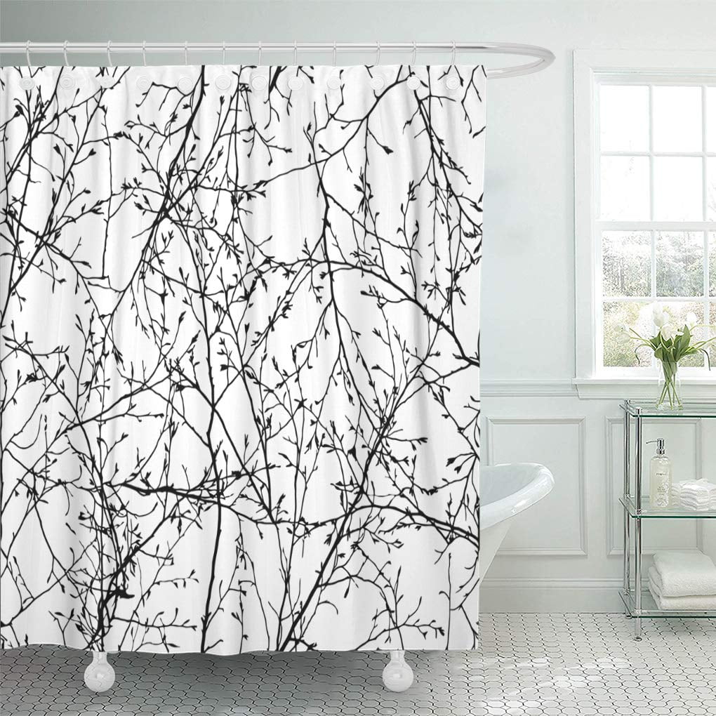 SUTTOM Pattern of The Branches Branch Tree Black Line White Winter