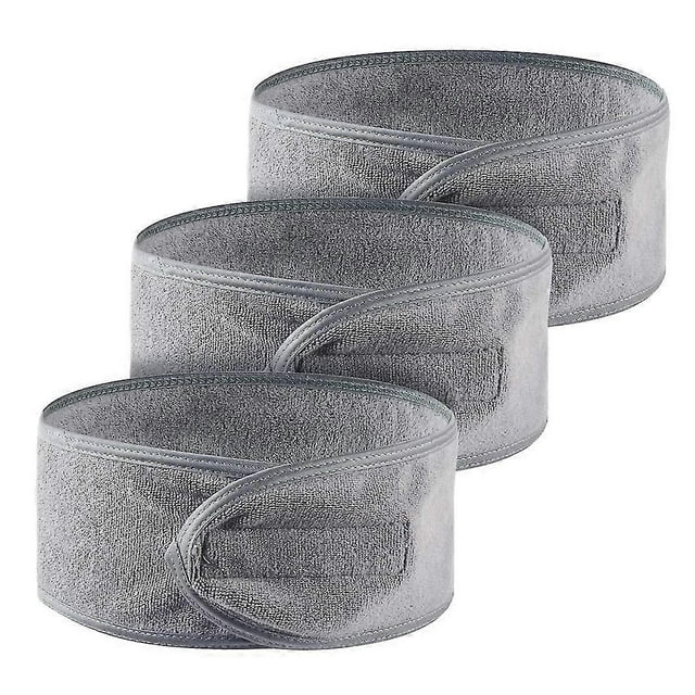Banda para el cabello, 3 piezas ajustables con velcro (gris)